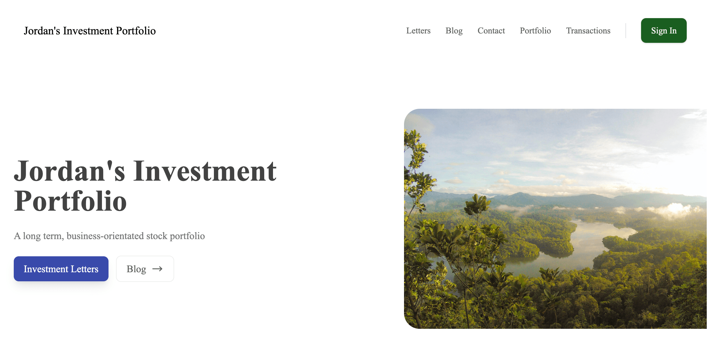 a picture of jordan's investment portfolio site